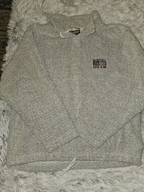 Renegade Club Newport USA Sweater Medium Gray Drawstring Hem Coastal Preppy